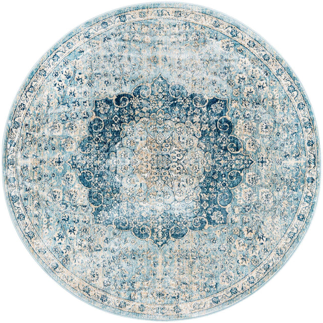 Navy Blue 5' 3 x 5' 3 Newport Round Area Rug 100% Polypropylene Traditional Distressed Classic Contemporary Carpet for Home Decor for Sale at Rug Engine