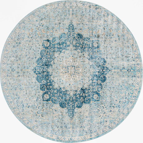 Navy Blue 10' 2 x 10' 2 Newport Round Area Rug 100% Polypropylene Traditional Distressed Classic Contemporary Carpet for Home Decor for Sale at Rug Engine