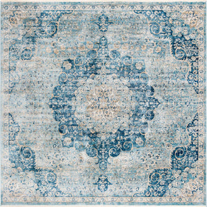 Navy Blue 10' 2 x 10' 2 Newport Square Area Rug 100% Polypropylene Traditional Distressed Classic Contemporary Carpet for Home Decor for Sale at Rug Engine