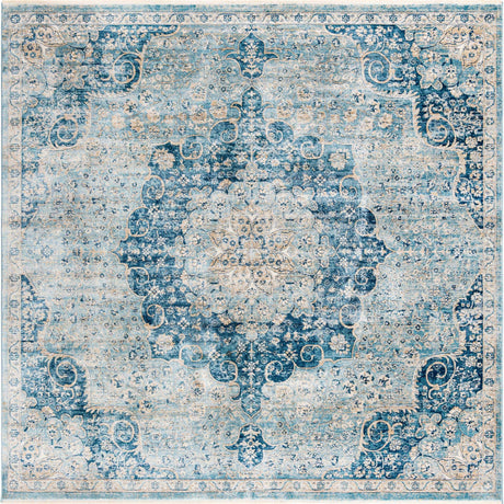 Navy Blue 10' 2 x 10' 2 Newport Square Area Rug 100% Polypropylene Traditional Distressed Classic Contemporary Carpet for Home Decor for Sale at Rug Engine