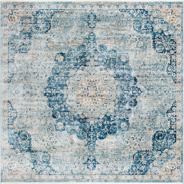 Navy Blue 10' 2 x 10' 2 Newport Square Area Rug 100% Polypropylene Traditional Distressed Classic Contemporary Carpet for Home Decor for Sale at Rug Engine