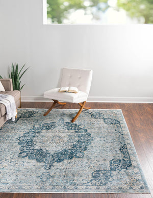 Navy Blue 10' 2 x 10' 2 Newport Square Area Rug 100% Polypropylene Traditional Distressed Classic Contemporary Carpet for Home Decor for Sale at Rug Engine
