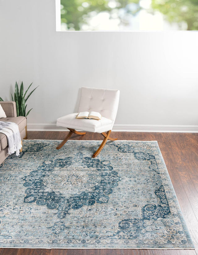 Navy Blue 10' 2 x 10' 2 Newport Square Area Rug 100% Polypropylene Traditional Distressed Classic Contemporary Carpet for Home Decor for Sale at Rug Engine