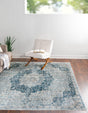 Navy Blue 8' x 8' Newport Square Area Rug 100% Polypropylene Traditional Distressed Classic Contemporary Carpet for Home Decor for Sale at Rug Engine