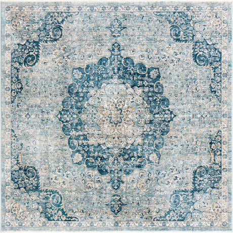 Navy Blue 8' x 8' Newport Square Area Rug 100% Polypropylene Traditional Distressed Classic Contemporary Carpet for Home Decor for Sale at Rug Engine
