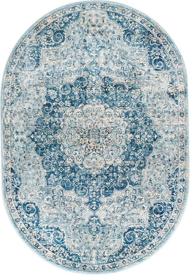 Navy Blue 4' x 5' 11 Newport Oval Area Rug 100% Polypropylene Traditional Distressed Classic Contemporary Carpet for Home Decor for Sale at Rug Engine
