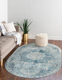 Navy Blue 5' 3 x 8' Newport Oval Area Rug 100% Polypropylene Traditional Distressed Classic Contemporary Carpet for Home Decor for Sale at Rug Engine