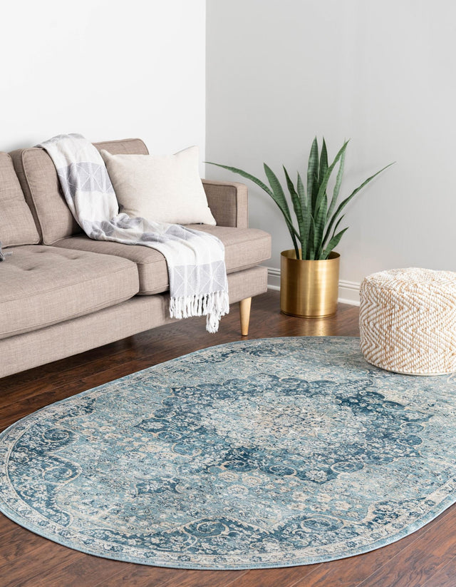 Navy Blue 7' 10 x 10' 2 Newport Oval Area Rug 100% Polypropylene Traditional Distressed Classic Contemporary Carpet for Home Decor for Sale at Rug Engine