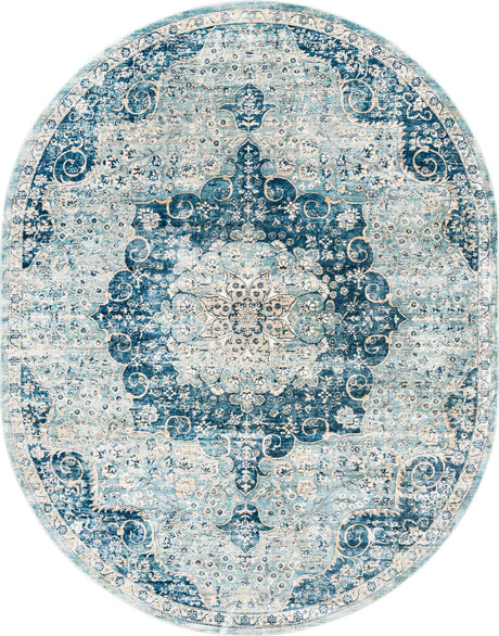 Navy Blue 7' 10 x 10' 2 Newport Oval Area Rug 100% Polypropylene Traditional Distressed Classic Contemporary Carpet for Home Decor for Sale at Rug Engine