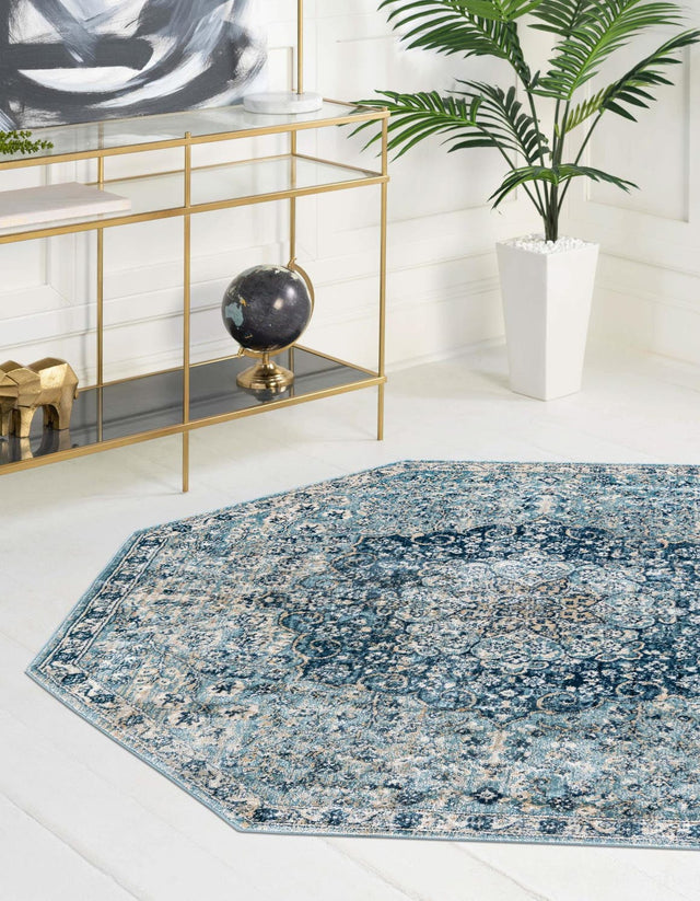 Navy Blue 4' x 4' Newport Octagon Area Rug 100% Polypropylene Traditional Distressed Classic Contemporary Carpet for Home Decor for Sale at Rug Engine