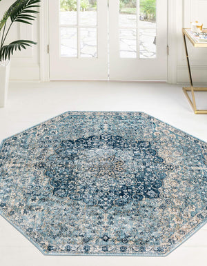 Navy Blue 4' x 4' Newport Octagon Area Rug 100% Polypropylene Traditional Distressed Classic Contemporary Carpet for Home Decor for Sale at Rug Engine