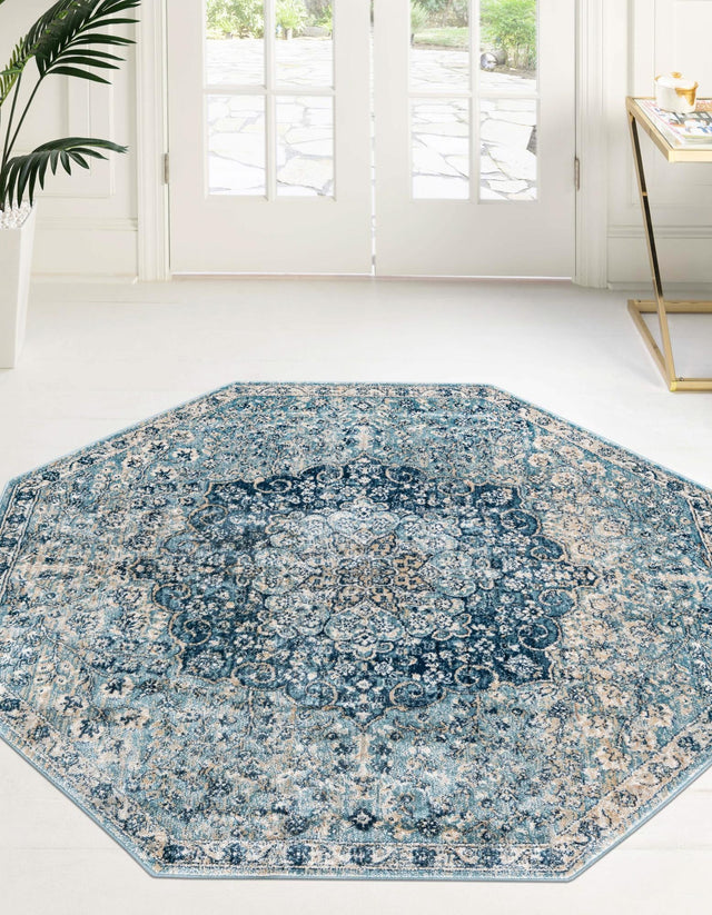 Navy Blue 4' x 4' Newport Octagon Area Rug 100% Polypropylene Traditional Distressed Classic Contemporary Carpet for Home Decor for Sale at Rug Engine