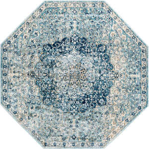 Navy Blue 4' x 4' Newport Octagon Area Rug 100% Polypropylene Traditional Distressed Classic Contemporary Carpet for Home Decor for Sale at Rug Engine