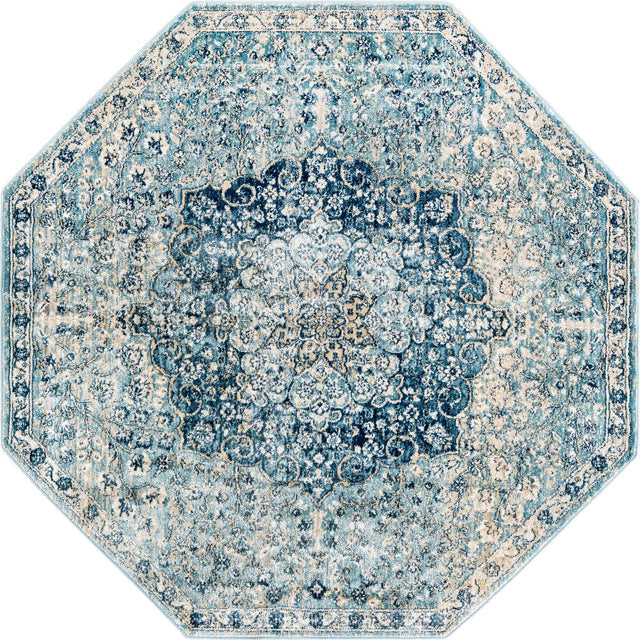 Navy Blue 4' x 4' Newport Octagon Area Rug 100% Polypropylene Traditional Distressed Classic Contemporary Carpet for Home Decor for Sale at Rug Engine