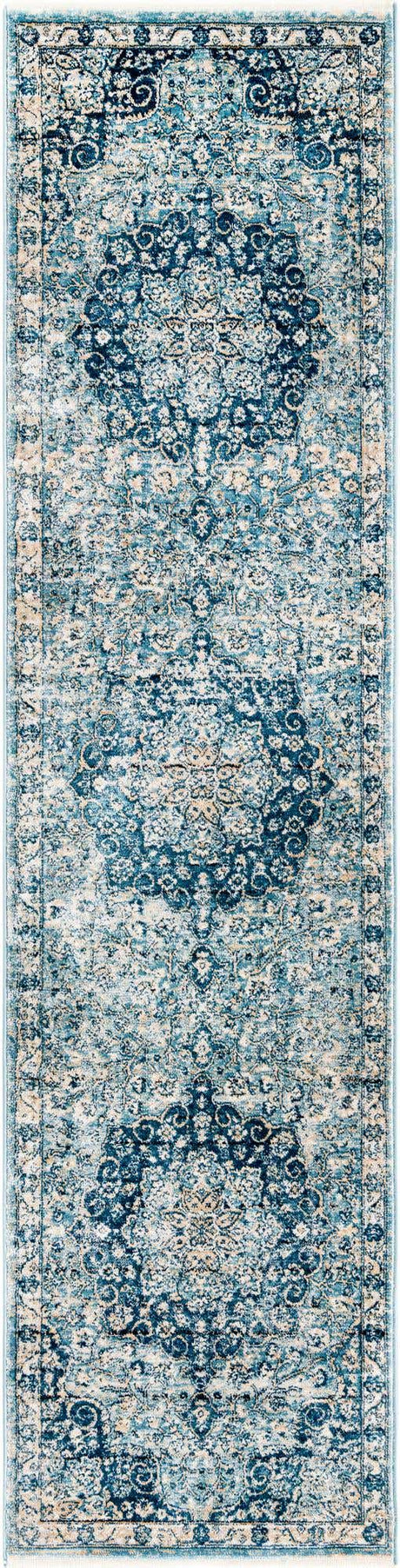 Navy Blue 2' x 8' Newport Runner Area Rug 100% Polypropylene Traditional Distressed Classic Contemporary Carpet for Home Decor for Sale at Rug Engine