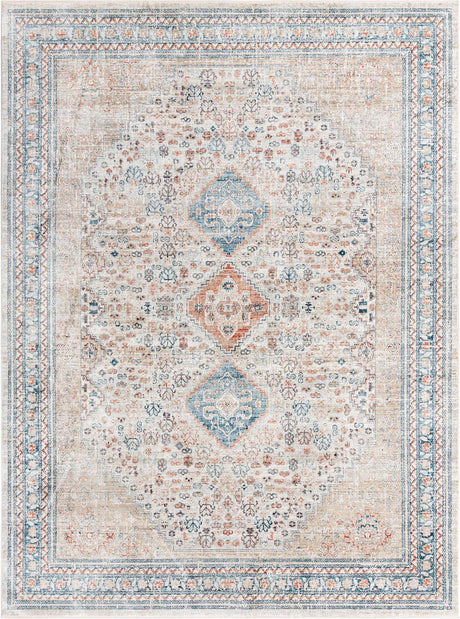 Multicolor 9' x 12' Newport Rectangle Area Rug 100% Polypropylene Traditional Distressed Classic Contemporary Carpet for Home Decor for Sale at Rug Engine