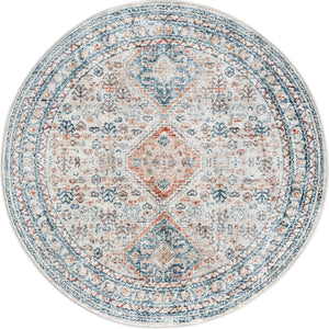 Multicolor 3' 11 x 3' 11 Newport Round Area Rug 100% Polypropylene Traditional Distressed Classic Contemporary Carpet for Home Decor for Sale at Rug Engine