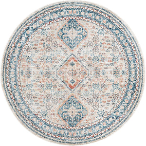 Multicolor 5' 3 x 5' 3 Newport Round Area Rug 100% Polypropylene Traditional Distressed Classic Contemporary Carpet for Home Decor for Sale at Rug Engine