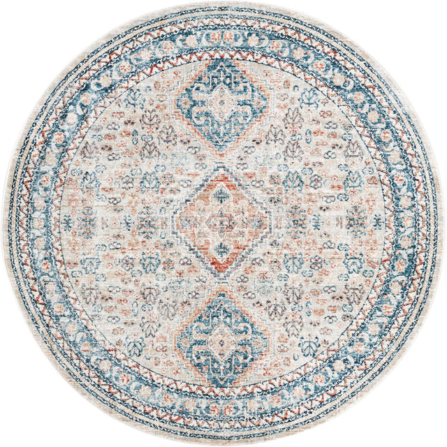Multicolor 5' 3 x 5' 3 Newport Round Area Rug 100% Polypropylene Traditional Distressed Classic Contemporary Carpet for Home Decor for Sale at Rug Engine