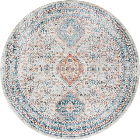 Multicolor 7' x 7' Newport Round Area Rug 100% Polypropylene Traditional Distressed Classic Contemporary Carpet for Home Decor for Sale at Rug Engine