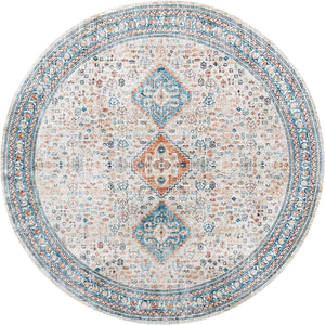 Multicolor 10' 2 x 10' 2 Newport Round Area Rug 100% Polypropylene Traditional Distressed Classic Contemporary Carpet for Home Decor for Sale at Rug Engine