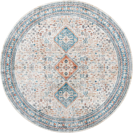 Multicolor 10' 2 x 10' 2 Newport Round Area Rug 100% Polypropylene Traditional Distressed Classic Contemporary Carpet for Home Decor for Sale at Rug Engine