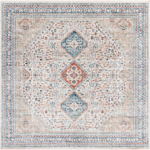 Multicolor 10' 2 x 10' 2 Newport Square Area Rug 100% Polypropylene Traditional Distressed Classic Contemporary Carpet for Home Decor for Sale at Rug Engine