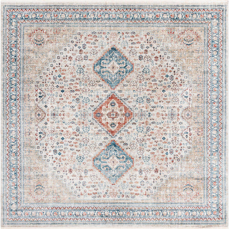 Multicolor 10' 2 x 10' 2 Newport Square Area Rug 100% Polypropylene Traditional Distressed Classic Contemporary Carpet for Home Decor for Sale at Rug Engine