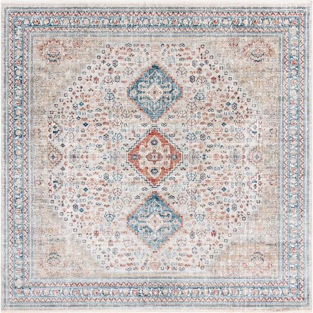 Multicolor 10' 2 x 10' 2 Newport Square Area Rug 100% Polypropylene Traditional Distressed Classic Contemporary Carpet for Home Decor for Sale at Rug Engine