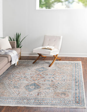 Multicolor 8' x 8' Newport Square Area Rug 100% Polypropylene Traditional Distressed Classic Contemporary Carpet for Home Decor for Sale at Rug Engine