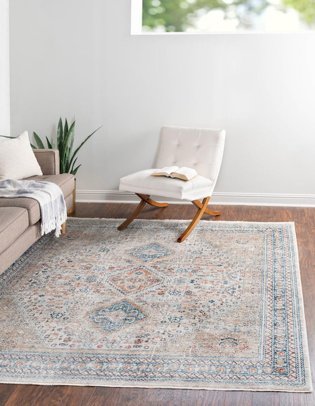 Multicolor 8' x 8' Newport Square Area Rug 100% Polypropylene Traditional Distressed Classic Contemporary Carpet for Home Decor for Sale at Rug Engine