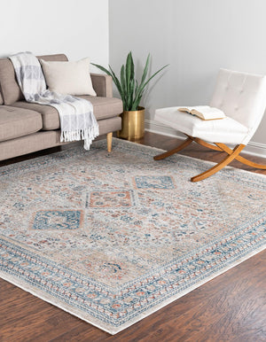 Multicolor 8' x 8' Newport Square Area Rug 100% Polypropylene Traditional Distressed Classic Contemporary Carpet for Home Decor for Sale at Rug Engine