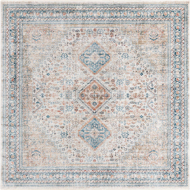 Multicolor 8' x 8' Newport Square Area Rug 100% Polypropylene Traditional Distressed Classic Contemporary Carpet for Home Decor for Sale at Rug Engine