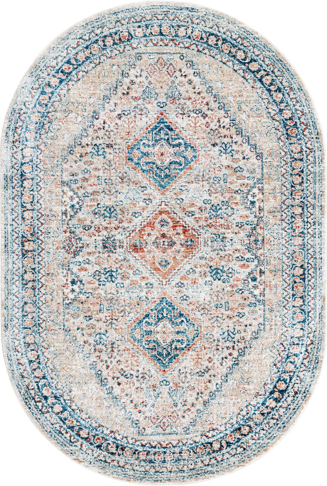 Multicolor 4' x 5' 11 Newport Oval Area Rug 100% Polypropylene Traditional Distressed Classic Contemporary Carpet for Home Decor for Sale at Rug Engine