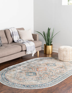 Multicolor 4' x 5' 11 Newport Oval Area Rug 100% Polypropylene Traditional Distressed Classic Contemporary Carpet for Home Decor for Sale at Rug Engine