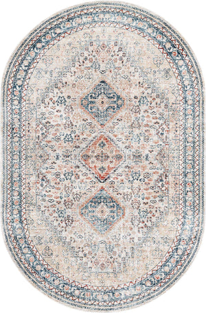 Multicolor 5' 3 x 8' Newport Oval Area Rug 100% Polypropylene Traditional Distressed Classic Contemporary Carpet for Home Decor for Sale at Rug Engine