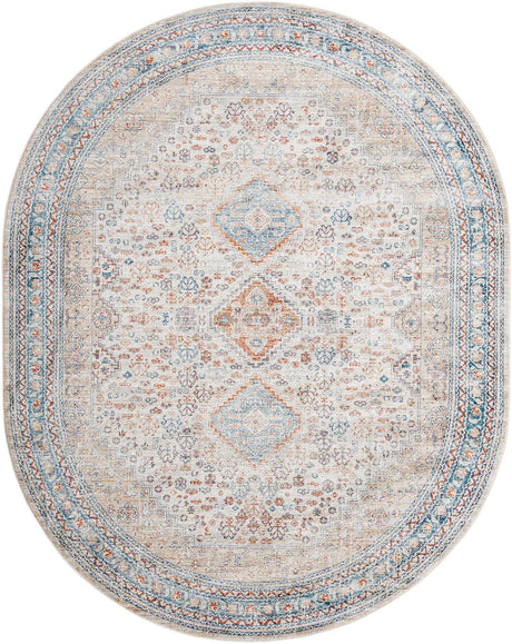 Multicolor 7' 10 x 10' 2 Newport Oval Area Rug 100% Polypropylene Traditional Distressed Classic Contemporary Carpet for Home Decor for Sale at Rug Engine