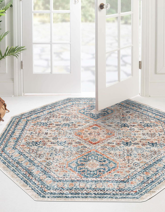 Multicolor 4' x 4' Newport Octagon Area Rug 100% Polypropylene Traditional Distressed Classic Contemporary Carpet for Home Decor for Sale at Rug Engine