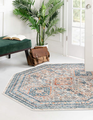 Multicolor 4' x 4' Newport Octagon Area Rug 100% Polypropylene Traditional Distressed Classic Contemporary Carpet for Home Decor for Sale at Rug Engine