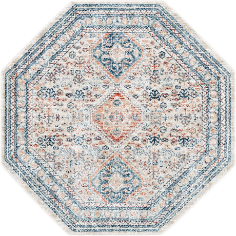 Multicolor 4' x 4' Newport Octagon Area Rug 100% Polypropylene Traditional Distressed Classic Contemporary Carpet for Home Decor for Sale at Rug Engine