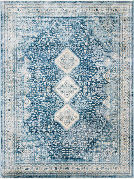 Navy Blue 9' x 12' Newport Rectangle Area Rug 100% Polypropylene Traditional Distressed Classic Contemporary Carpet for Home Decor for Sale at Rug Engine
