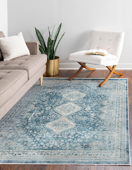 Navy Blue 9' x 12' Newport Rectangle Area Rug 100% Polypropylene Traditional Distressed Classic Contemporary Carpet for Home Decor for Sale at Rug Engine