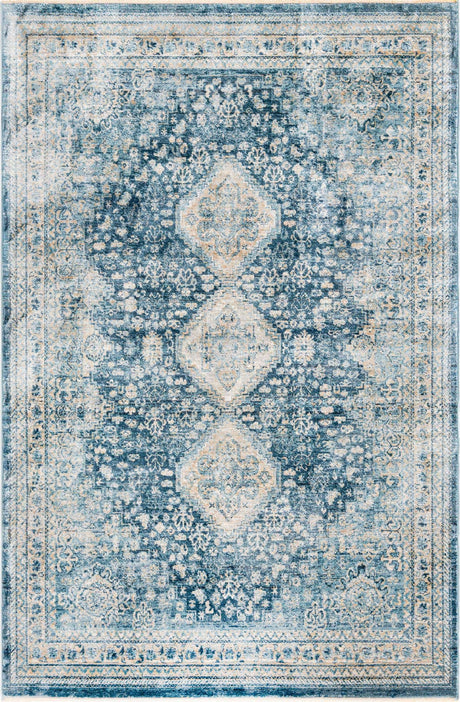 Navy Blue 5' 3 x 8' Newport Rectangle Area Rug 100% Polypropylene Traditional Distressed Classic Contemporary Carpet for Home Decor for Sale at Rug Engine