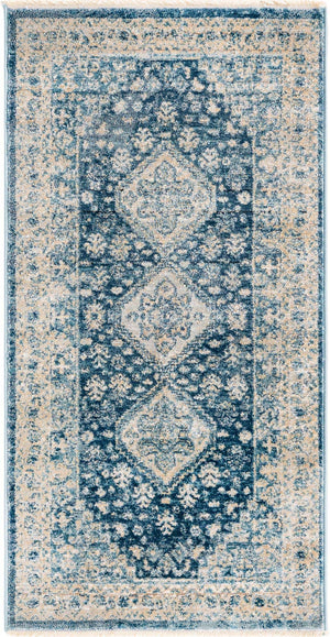 Navy Blue 2' x 3' 11 Newport Runner Area Rug 100% Polypropylene Traditional Distressed Classic Contemporary Carpet for Home Decor for Sale at Rug Engine