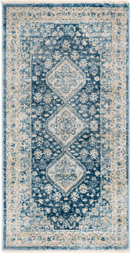 Navy Blue 2' x 3' 11 Newport Runner Area Rug 100% Polypropylene Traditional Distressed Classic Contemporary Carpet for Home Decor for Sale at Rug Engine