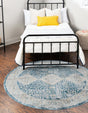 Navy Blue 5' 3 x 5' 3 Newport Round Area Rug 100% Polypropylene Traditional Distressed Classic Contemporary Carpet for Home Decor for Sale at Rug Engine