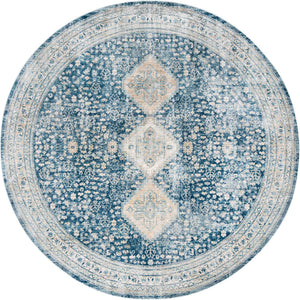 Navy Blue 10' 2 x 10' 2 Newport Round Area Rug 100% Polypropylene Traditional Distressed Classic Contemporary Carpet for Home Decor for Sale at Rug Engine