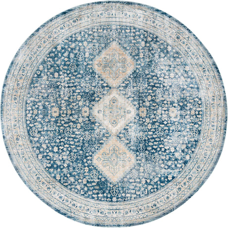 Navy Blue 10' 2 x 10' 2 Newport Round Area Rug 100% Polypropylene Traditional Distressed Classic Contemporary Carpet for Home Decor for Sale at Rug Engine
