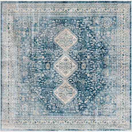 Navy Blue 10' 2 x 10' 2 Newport Square Area Rug 100% Polypropylene Traditional Distressed Classic Contemporary Carpet for Home Decor for Sale at Rug Engine