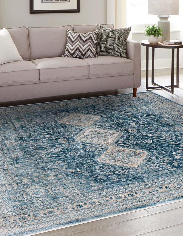 Navy Blue 10' 2 x 10' 2 Newport Square Area Rug 100% Polypropylene Traditional Distressed Classic Contemporary Carpet for Home Decor for Sale at Rug Engine